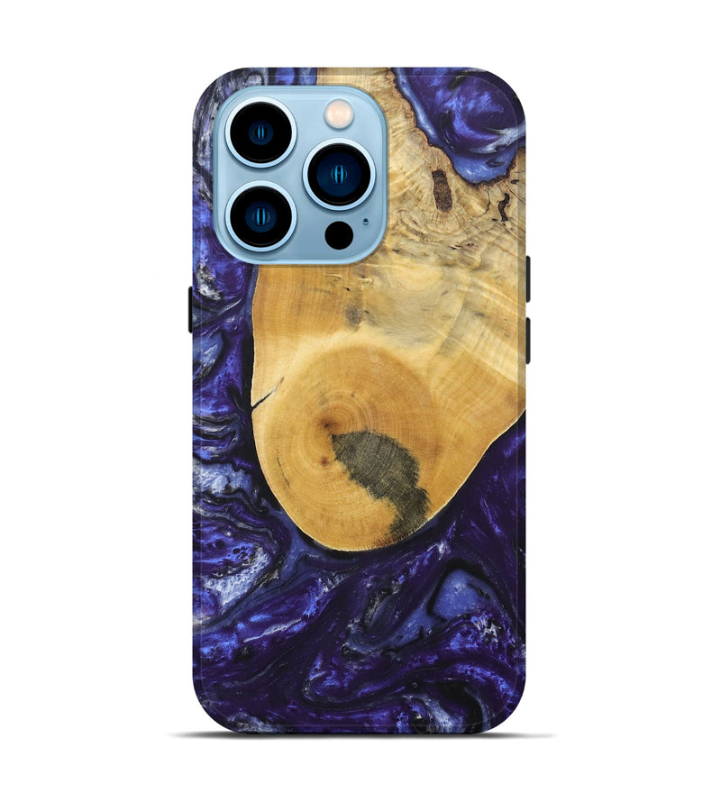 iPhone 14 Pro Wood+Resin Live Edge Phone Case - Selena (Purple, 695921)