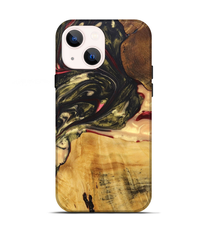 iPhone 13 Wood+Resin Live Edge Phone Case - Jack (Red, 695924)