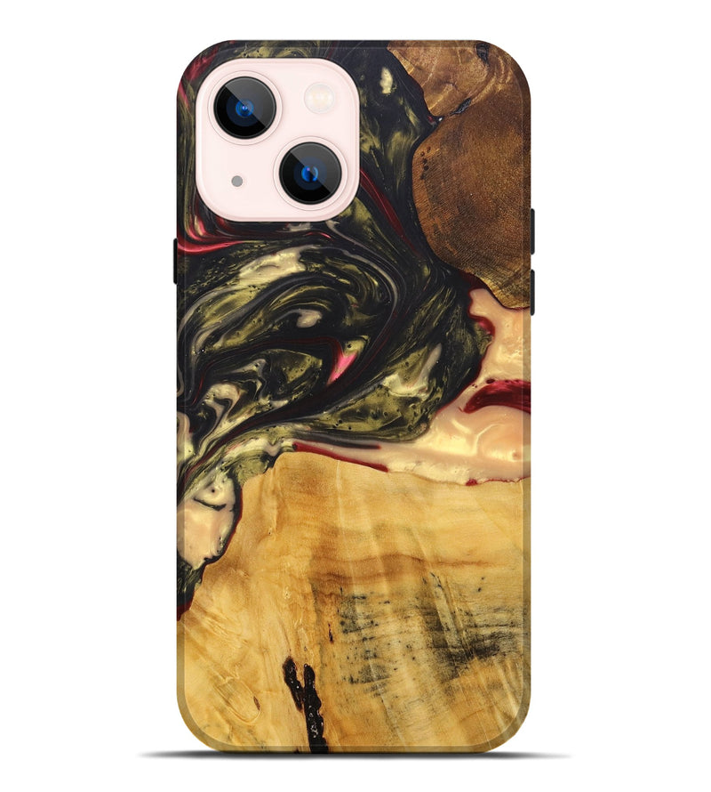 iPhone 14 Plus Wood+Resin Live Edge Phone Case - Jack (Red, 695924)