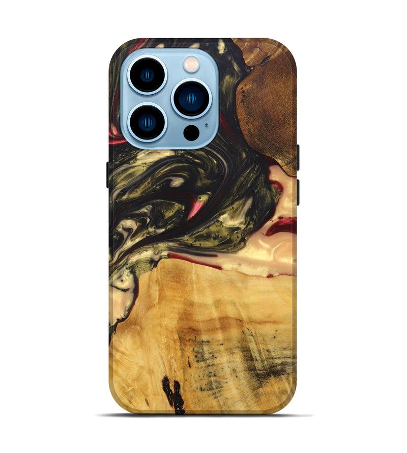 iPhone 14 Pro Wood+Resin Live Edge Phone Case - Jack (Red, 695924)