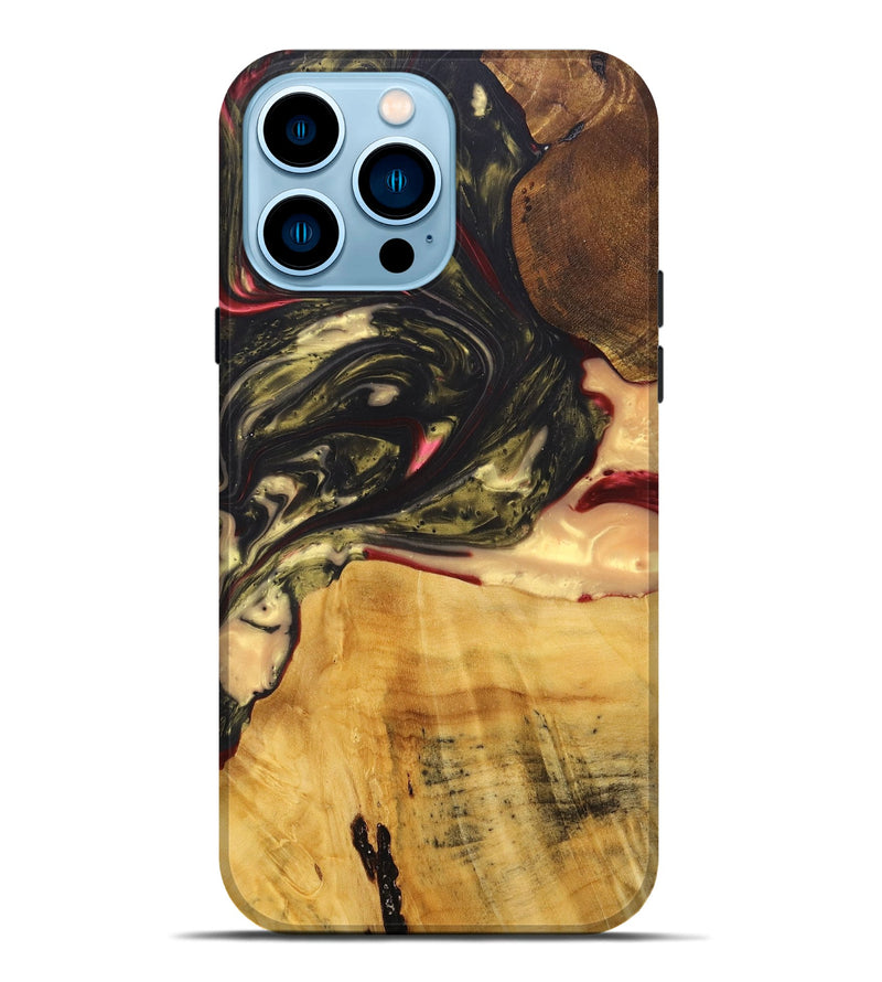 iPhone 14 Pro Max Wood+Resin Live Edge Phone Case - Jack (Red, 695924)