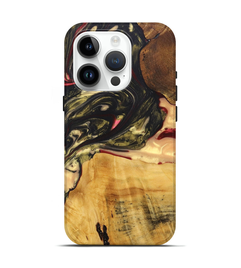iPhone 15 Pro Wood+Resin Live Edge Phone Case - Jack (Red, 695924)