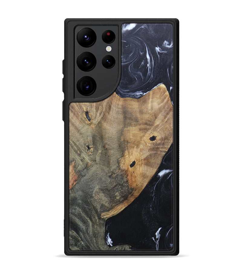 Galaxy S22 Ultra Wood+Resin Phone Case - Karl (Black & White, 695938)