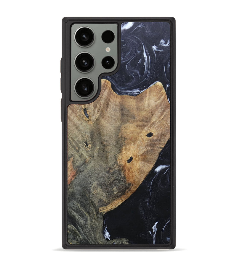 Galaxy S23 Ultra Wood+Resin Phone Case - Karl (Black & White, 695938)