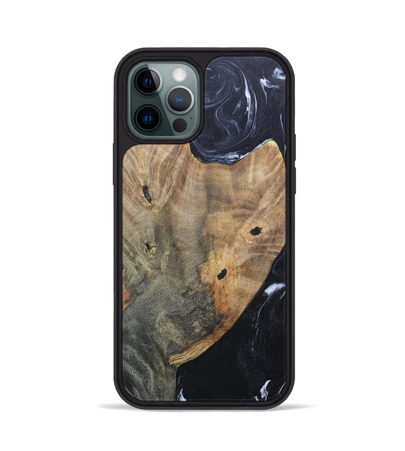 iPhone 12 Pro Wood+Resin Phone Case - Karl (Black & White, 695938)