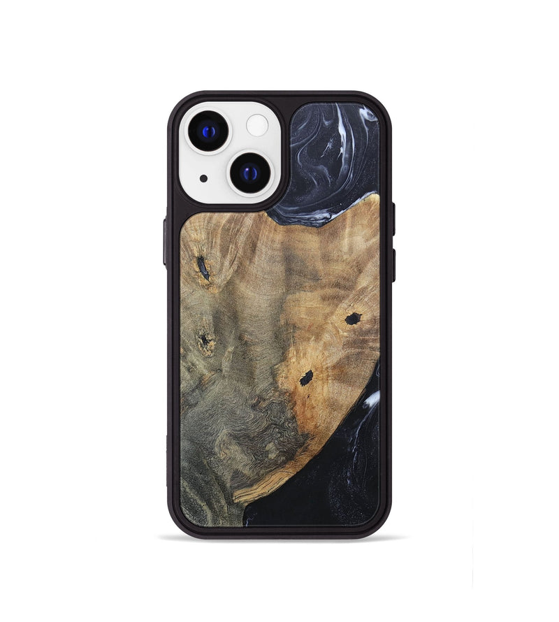 iPhone 13 mini Wood+Resin Phone Case - Karl (Black & White, 695938)