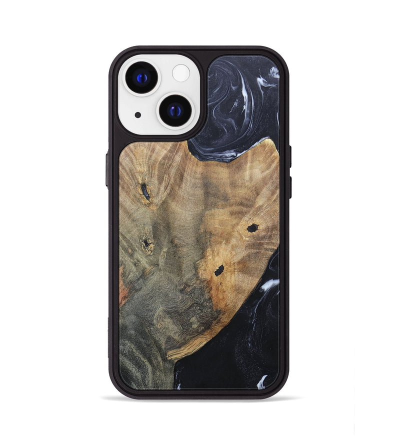 iPhone 13 Wood+Resin Phone Case - Karl (Black & White, 695938)