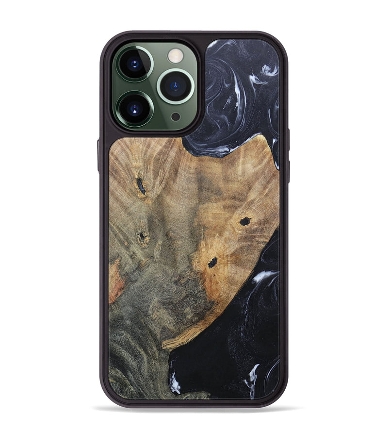 iPhone 13 Pro Max Wood+Resin Phone Case - Karl (Black & White, 695938)