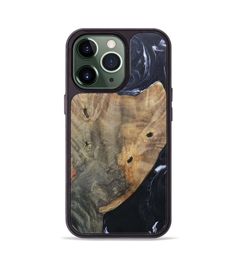 iPhone 13 Pro Wood+Resin Phone Case - Karl (Black & White, 695938)