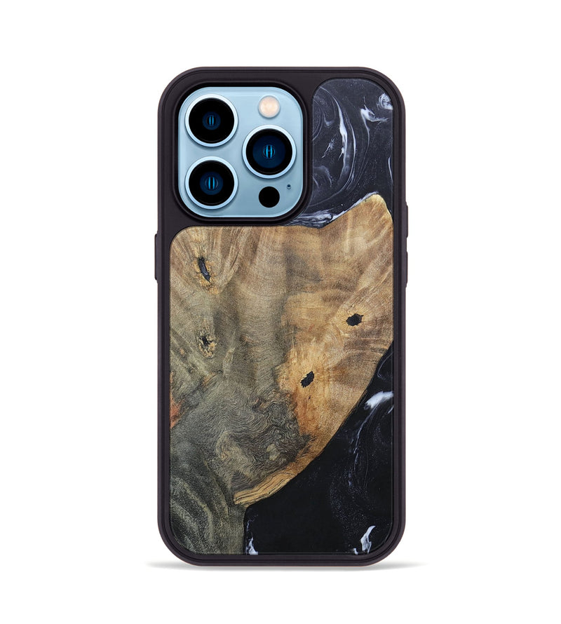 iPhone 14 Pro Wood+Resin Phone Case - Karl (Black & White, 695938)
