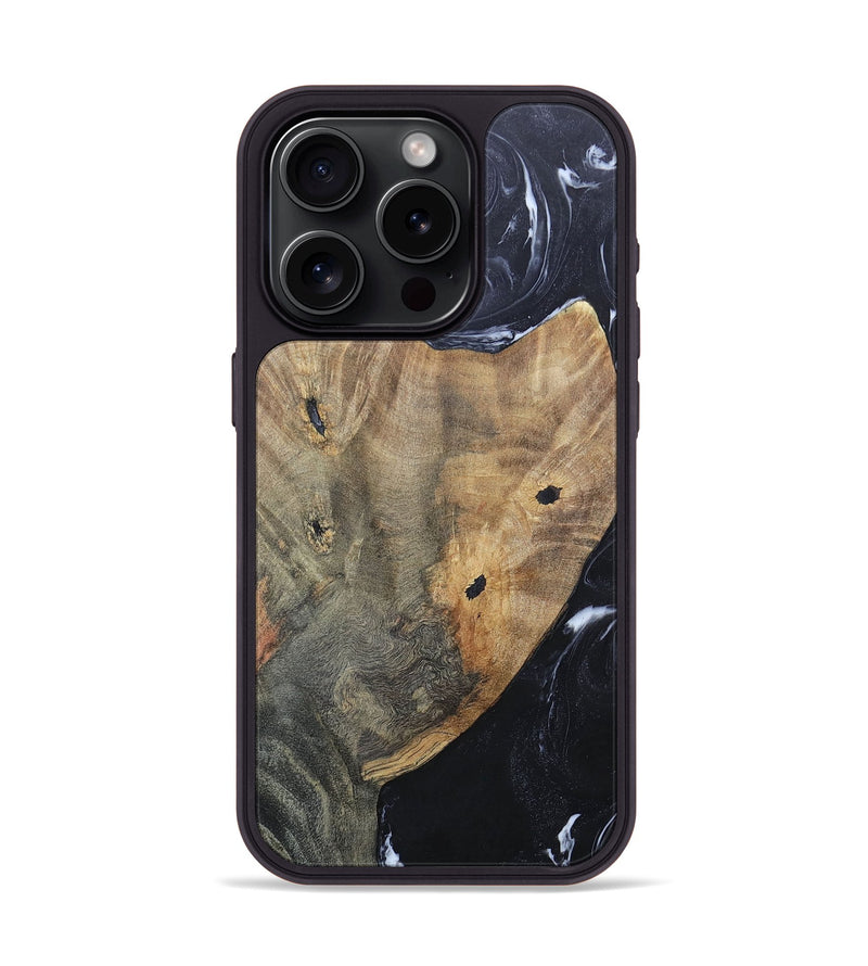 iPhone 15 Pro Wood+Resin Phone Case - Karl (Black & White, 695938)