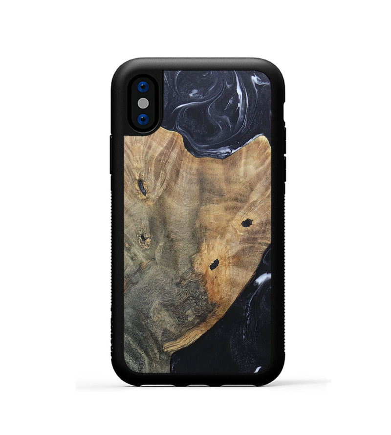 iPhone Xs Wood+Resin Phone Case - Karl (Black & White, 695938)