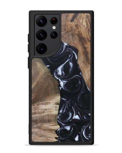 Galaxy S22 Ultra Wood+Resin Phone Case - Sharyn (Black & White, 695939)