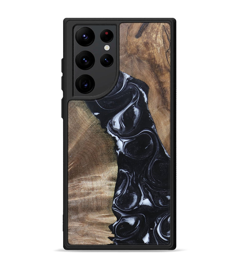 Galaxy S22 Ultra Wood+Resin Phone Case - Sharyn (Black & White, 695939)