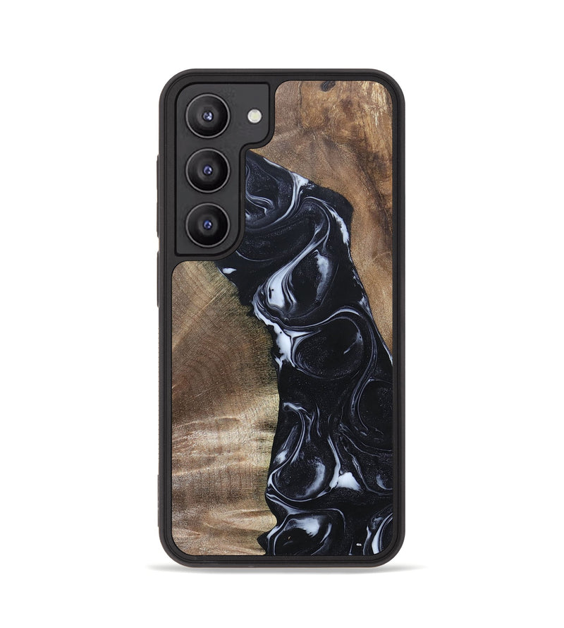 Galaxy S23 Wood+Resin Phone Case - Sharyn (Black & White, 695939)