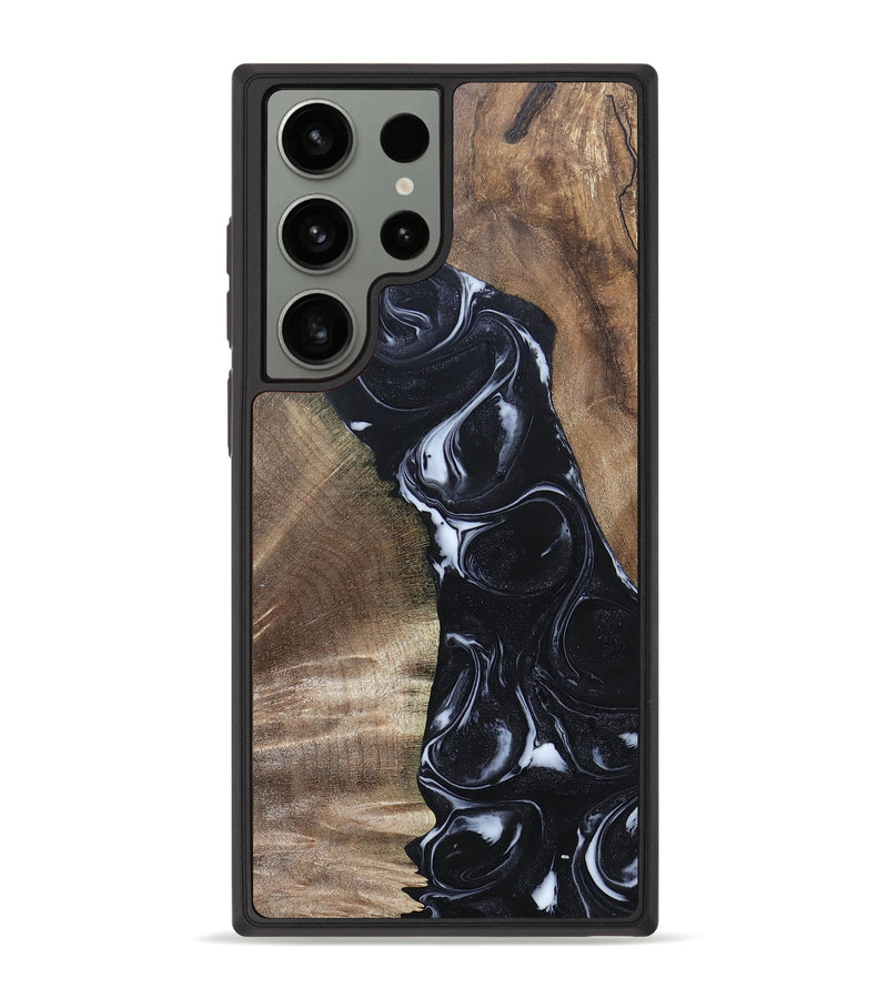 Galaxy S23 Ultra Wood+Resin Phone Case - Sharyn (Black & White, 695939)