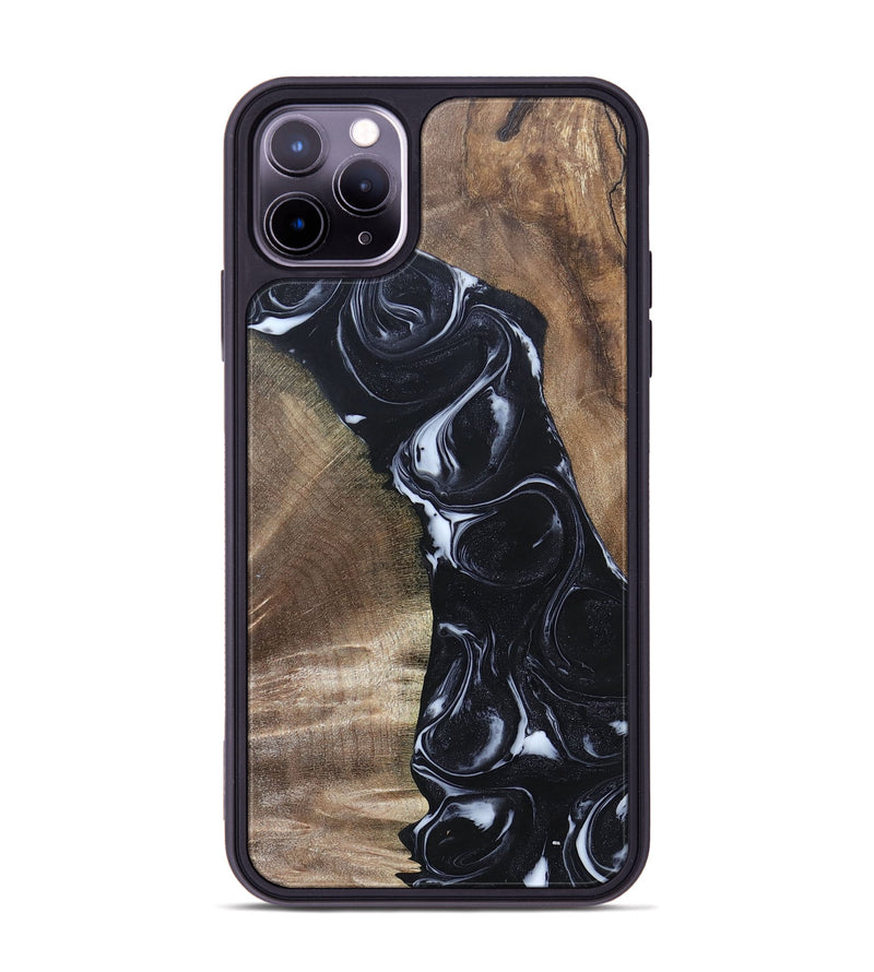 iPhone 11 Pro Max Wood+Resin Phone Case - Sharyn (Black & White, 695939)