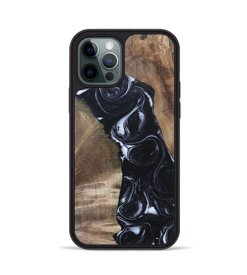 iPhone 12 Pro Wood+Resin Phone Case - Sharyn (Black & White, 695939)