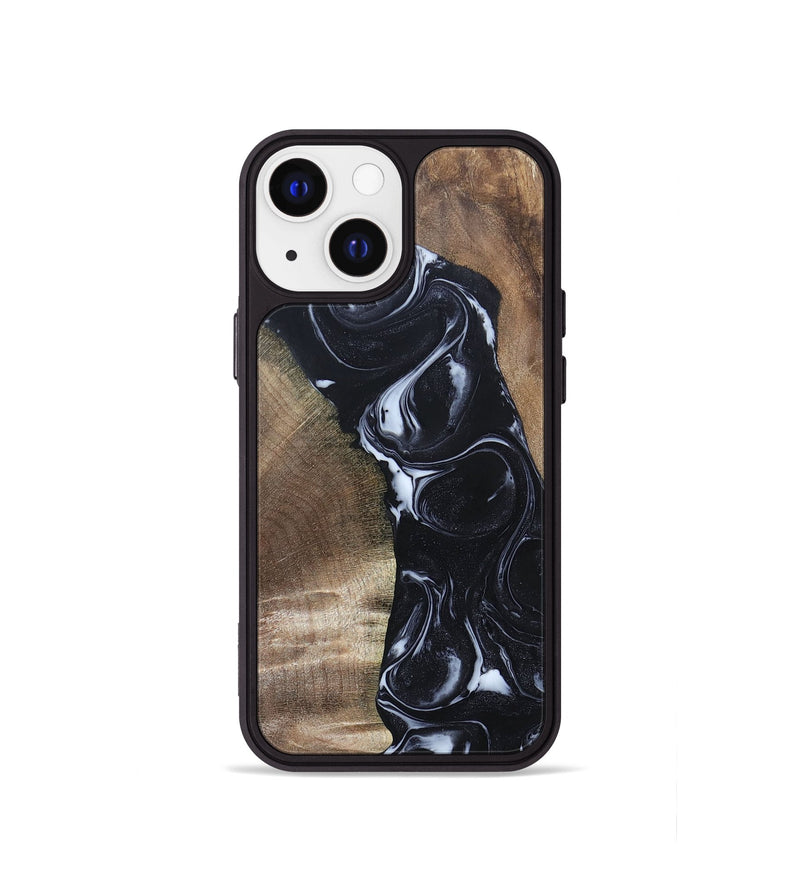 iPhone 13 mini Wood+Resin Phone Case - Sharyn (Black & White, 695939)