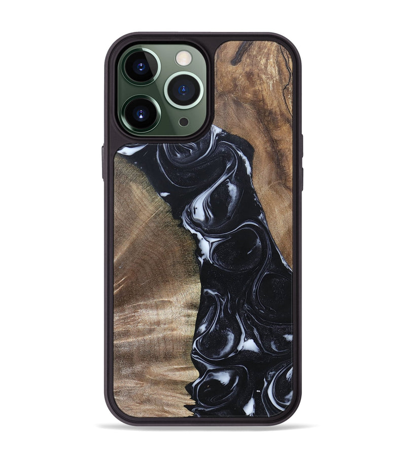 iPhone 13 Pro Max Wood+Resin Phone Case - Sharyn (Black & White, 695939)