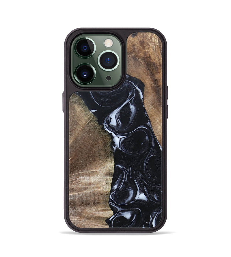 iPhone 13 Pro Wood+Resin Phone Case - Sharyn (Black & White, 695939)