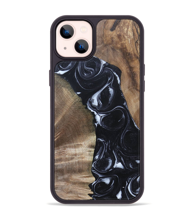 iPhone 14 Plus Wood+Resin Phone Case - Sharyn (Black & White, 695939)