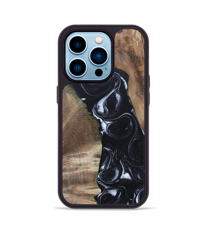 iPhone 14 Pro Wood+Resin Phone Case - Sharyn (Black & White, 695939)