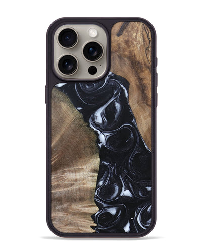 iPhone 15 Pro Max Wood+Resin Phone Case - Sharyn (Black & White, 695939)