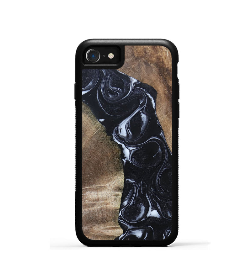 iPhone SE Wood+Resin Phone Case - Sharyn (Black & White, 695939)