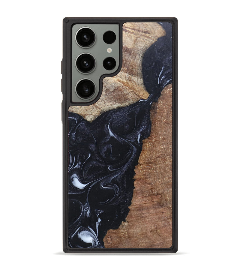 Galaxy S23 Ultra Wood+Resin Phone Case - Roxanne (Black & White, 695944)