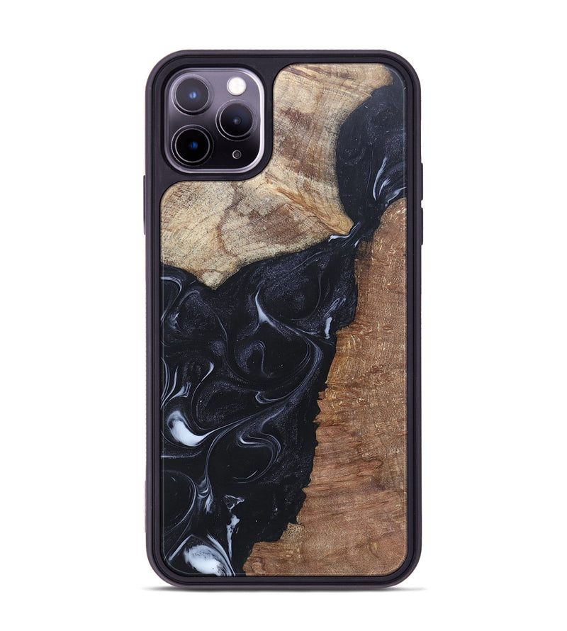 iPhone 11 Pro Max Wood+Resin Phone Case - Roxanne (Black & White, 695944)