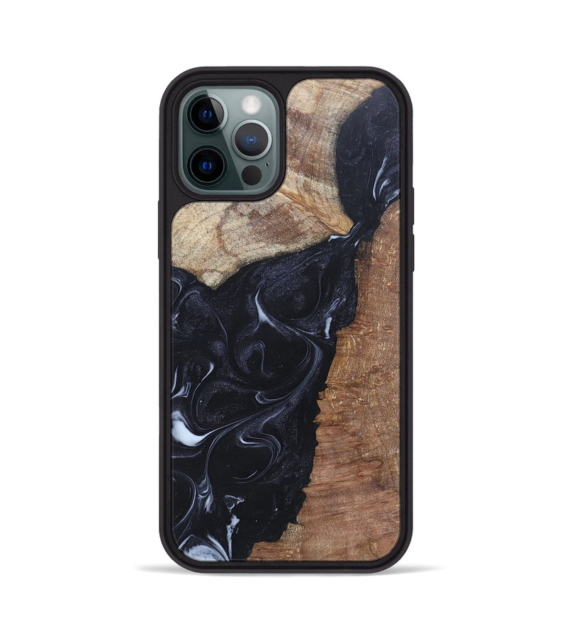 iPhone 12 Pro Wood+Resin Phone Case - Roxanne (Black & White, 695944)