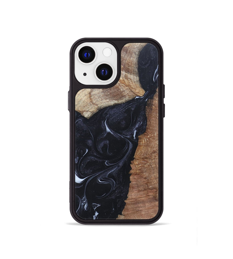 iPhone 13 mini Wood+Resin Phone Case - Roxanne (Black & White, 695944)