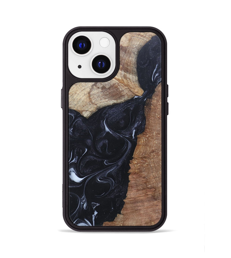 iPhone 13 Wood+Resin Phone Case - Roxanne (Black & White, 695944)