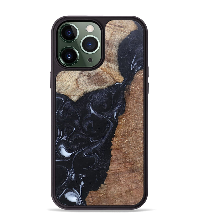 iPhone 13 Pro Max Wood+Resin Phone Case - Roxanne (Black & White, 695944)