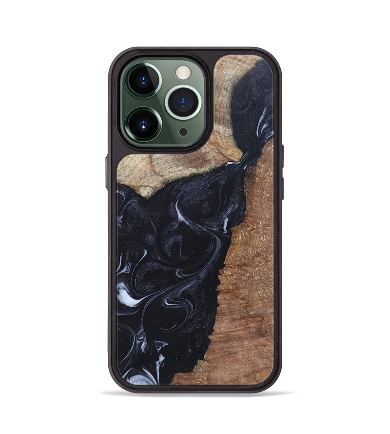 iPhone 13 Pro Wood+Resin Phone Case - Roxanne (Black & White, 695944)