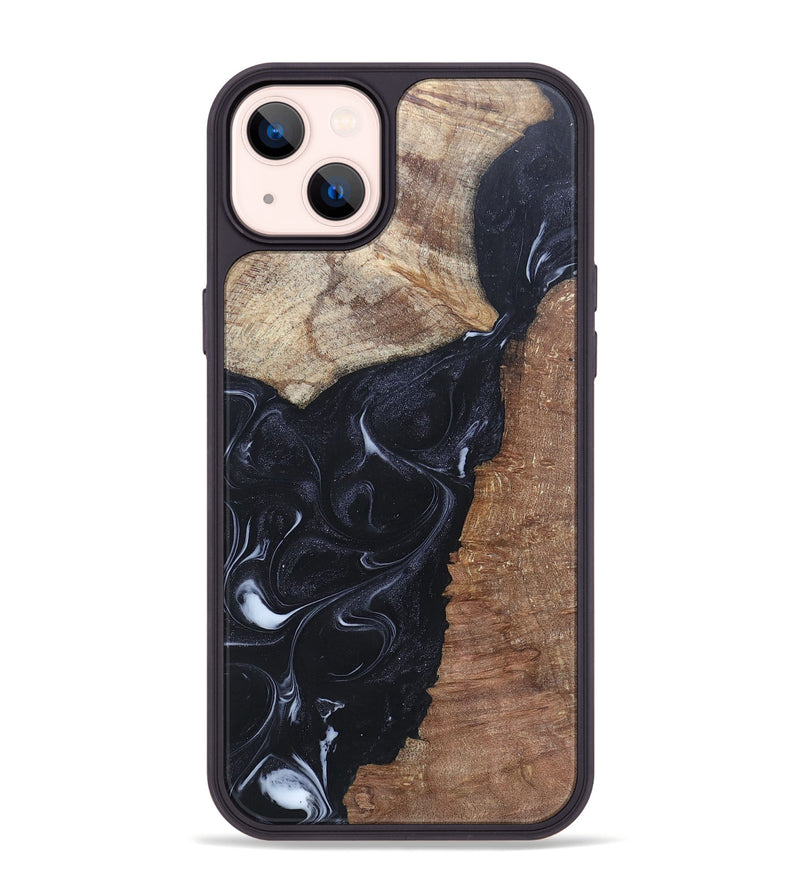 iPhone 14 Plus Wood+Resin Phone Case - Roxanne (Black & White, 695944)