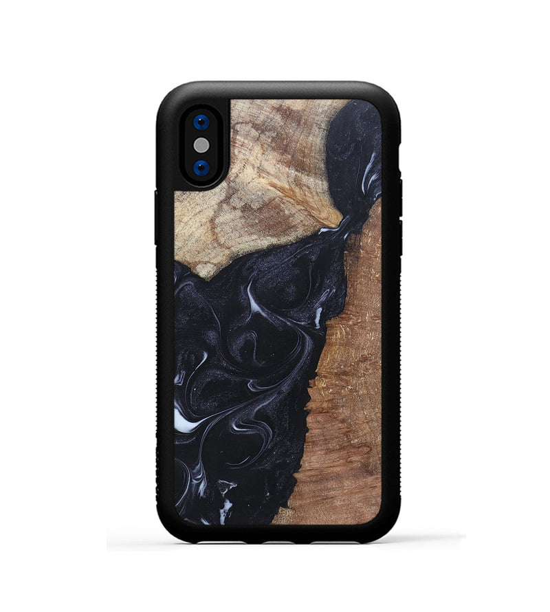 iPhone Xs Wood+Resin Phone Case - Roxanne (Black & White, 695944)