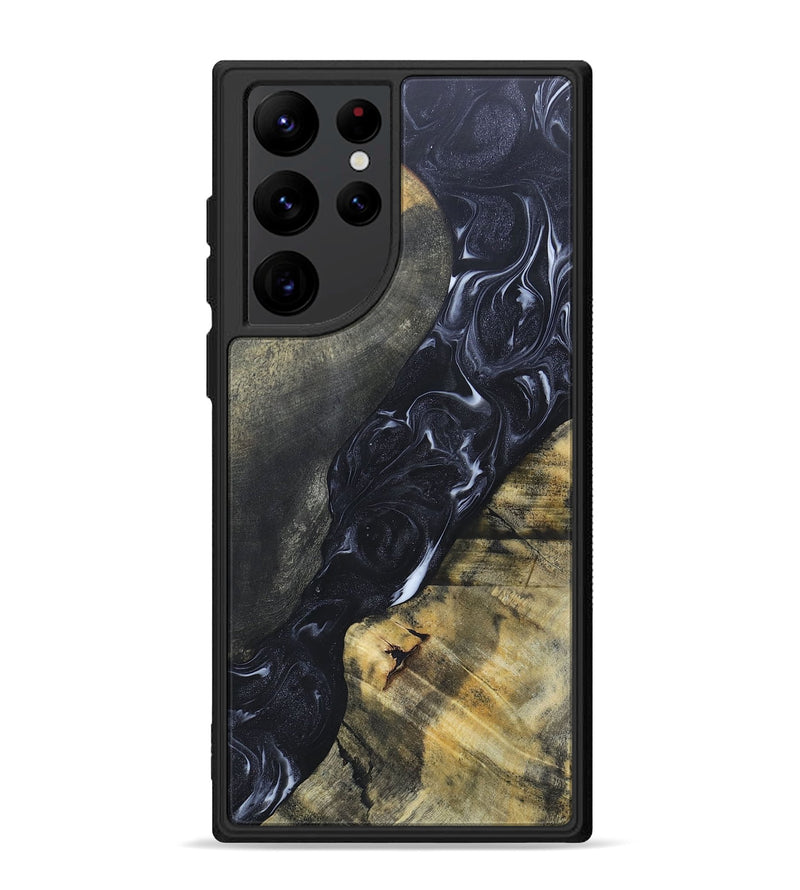 Galaxy S22 Ultra Wood+Resin Phone Case - Alexandra (Black & White, 695946)