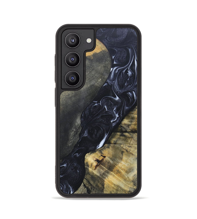 Galaxy S23 Wood+Resin Phone Case - Alexandra (Black & White, 695946)