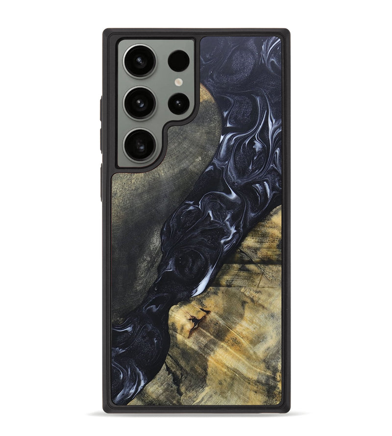 Galaxy S23 Ultra Wood+Resin Phone Case - Alexandra (Black & White, 695946)