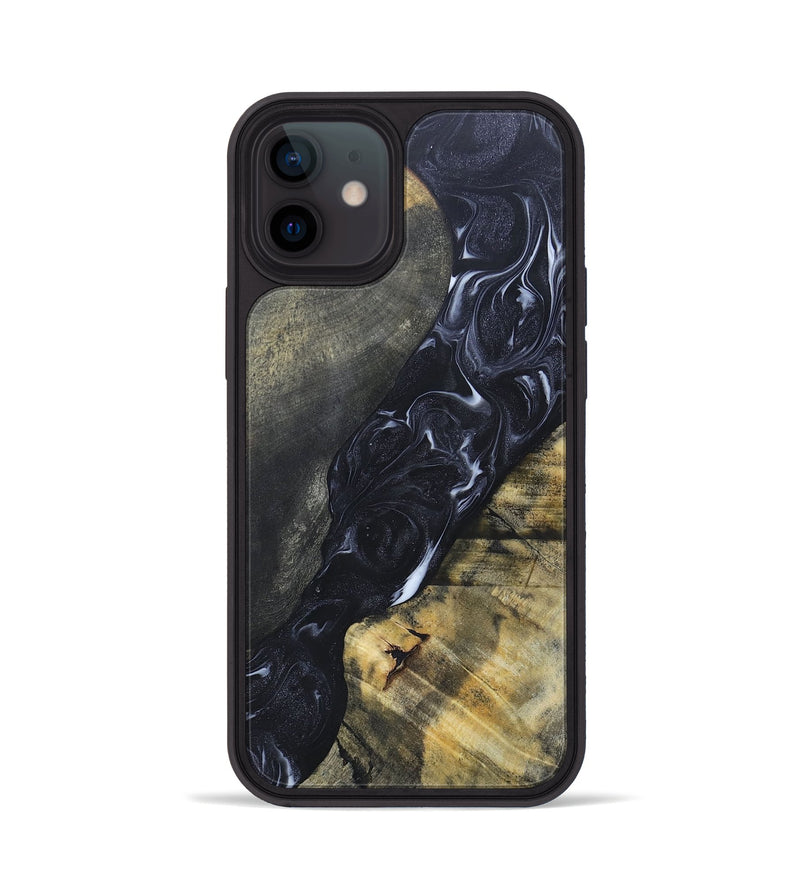 iPhone 12 Wood+Resin Phone Case - Alexandra (Black & White, 695946)