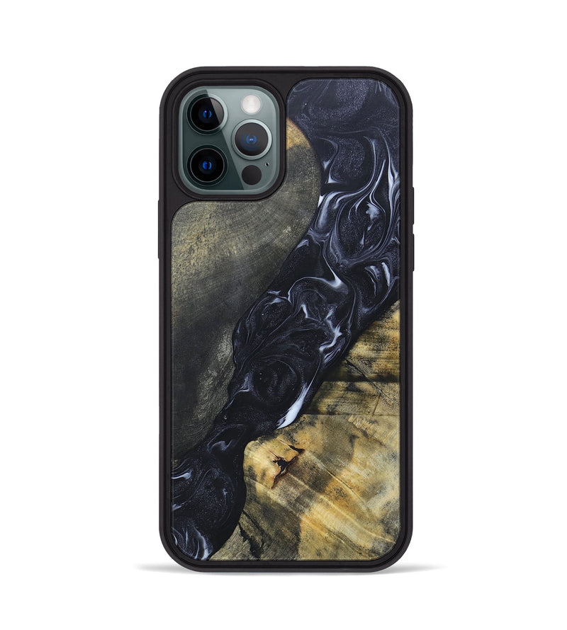 iPhone 12 Pro Wood+Resin Phone Case - Alexandra (Black & White, 695946)