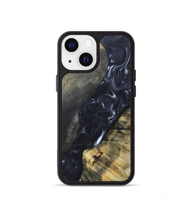 iPhone 13 mini Wood+Resin Phone Case - Alexandra (Black & White, 695946)