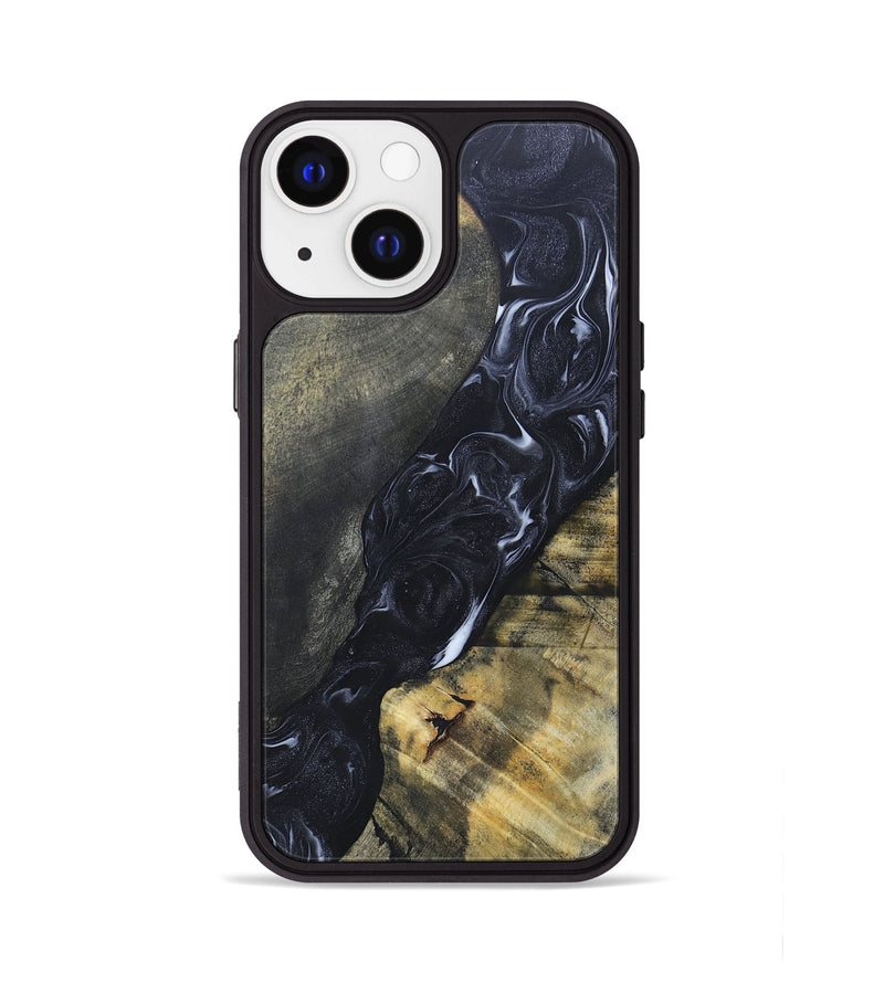 iPhone 13 Wood+Resin Phone Case - Alexandra (Black & White, 695946)