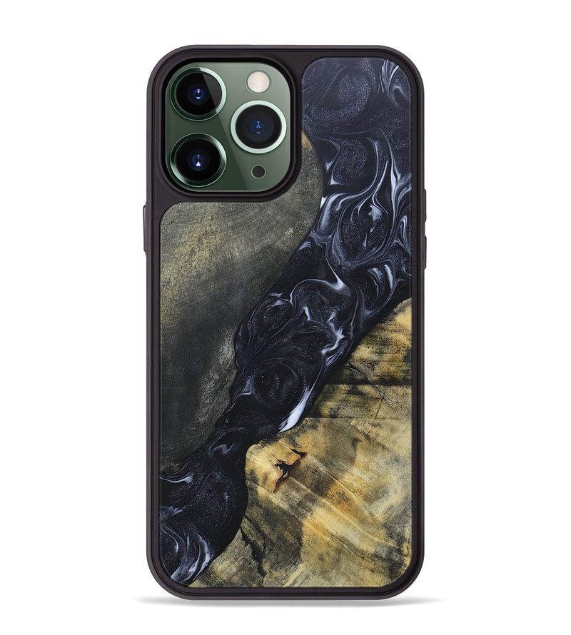 iPhone 13 Pro Max Wood+Resin Phone Case - Alexandra (Black & White, 695946)