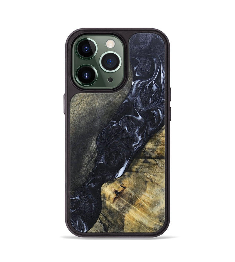 iPhone 13 Pro Wood+Resin Phone Case - Alexandra (Black & White, 695946)