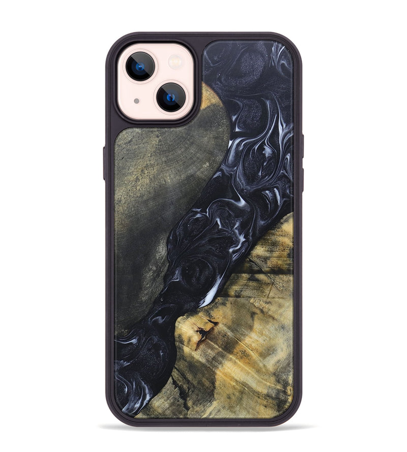 iPhone 14 Plus Wood+Resin Phone Case - Alexandra (Black & White, 695946)