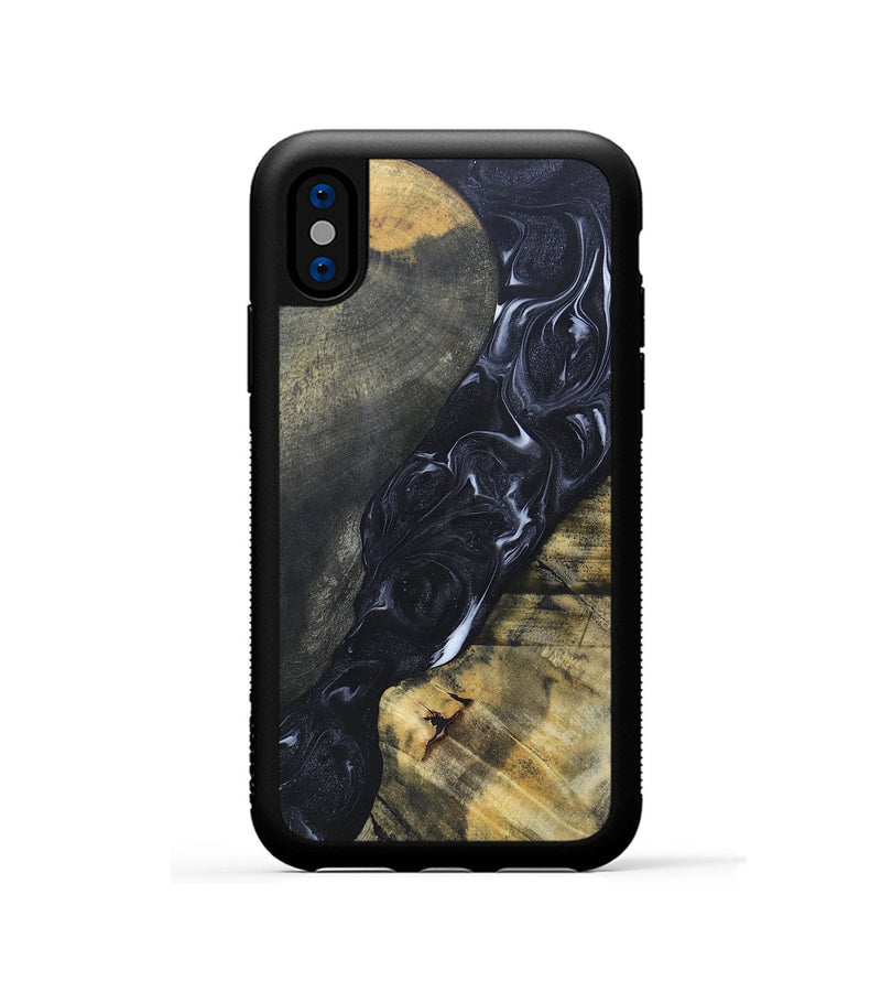 iPhone Xs Wood+Resin Phone Case - Alexandra (Black & White, 695946)