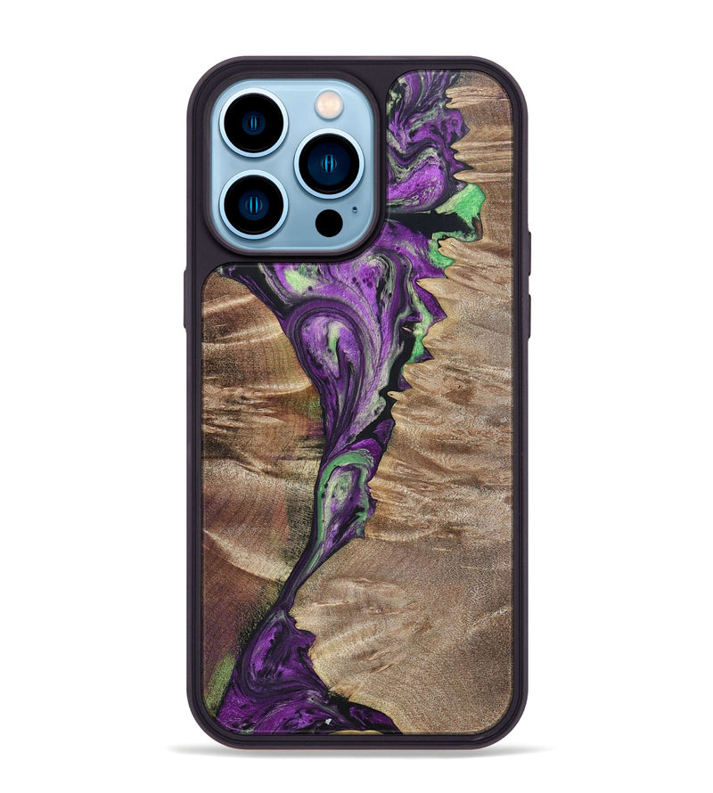 iPhone 14 Pro Max Wood+Resin Phone Case - Rebekah (Mosaic, 696066)